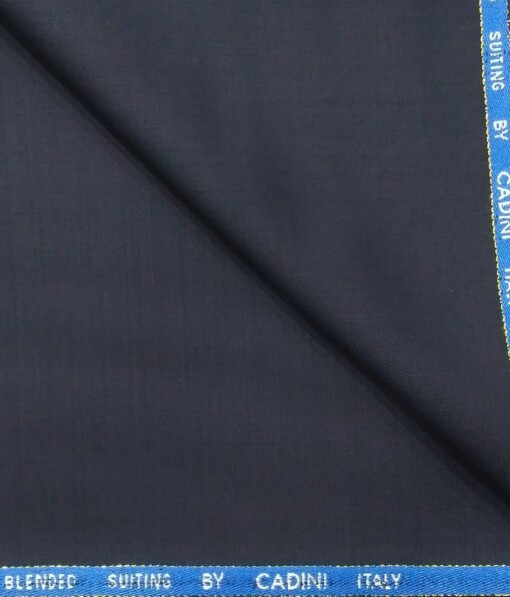 Cadini Italy by Siyaram's Dark Navy Blue Self Design Super 90's 20% Merino Wool  Unstitched Trouser Fabric (1.25 Mtr)