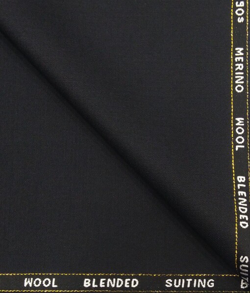 Cadini Italy by Siyaram's Dark Blueish Black Solid Super 90's 20% Merino Wool  Unstitched Trouser Fabric (1.25 Mtr)