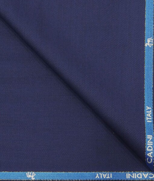 Cadini Italy by Siyaram's Dark Royal Blue Self Structured Super 90's 20% Merino Wool  Unstitched Trouser Fabric (1.25 Mtr)