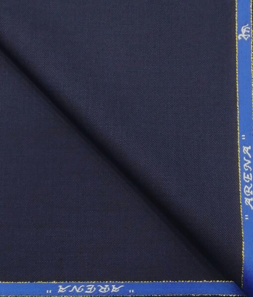 Cadini Italy by Siyaram's Dark Royal Blue Self Design Super 90's 20% Merino Wool  Unstitched Trouser Fabric (1.25 Mtr)