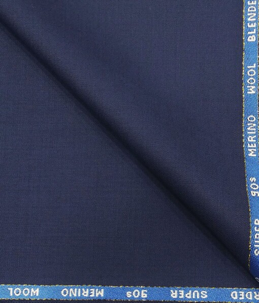Cadini Italy by Siyaram's Dark Royal Blue Solid Super 90's 20% Merino Wool  Unstitched Trouser Fabric (1.25 Mtr)