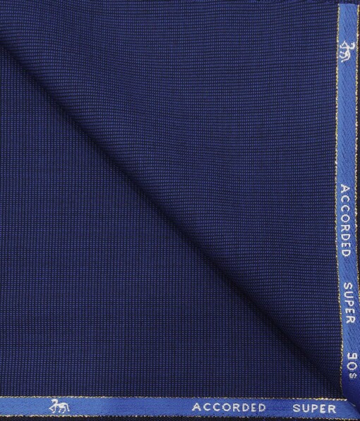 Cadini Italy by Dark Royal Blue Structured Super 90's 20% Merino Wool  Unstitched Trouser Fabric (1.25 Mtr)