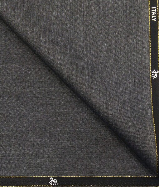 Cadini Italy by Siyaram's Dark Worsted Grey Self Design Super 100's 20% Merino Wool  Unstitched Trouser Fabric (1.25 Mtr)