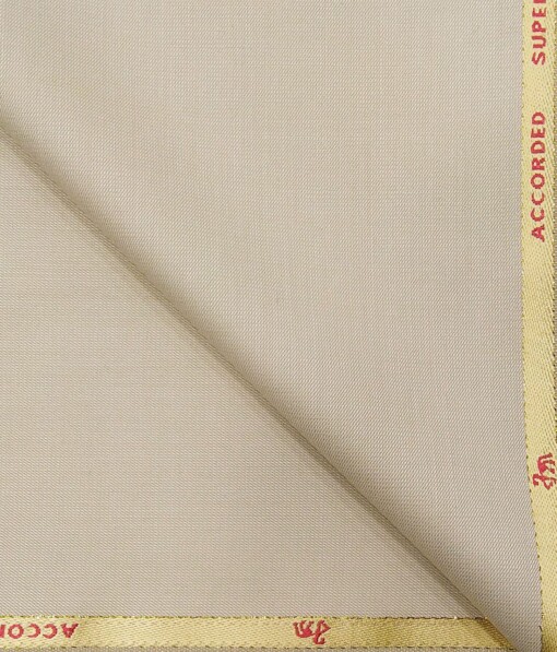 Cadini Italy by Light Beige Solid Super 90's 20% Merino Wool  Unstitched Trouser Fabric (1.25 Mtr)