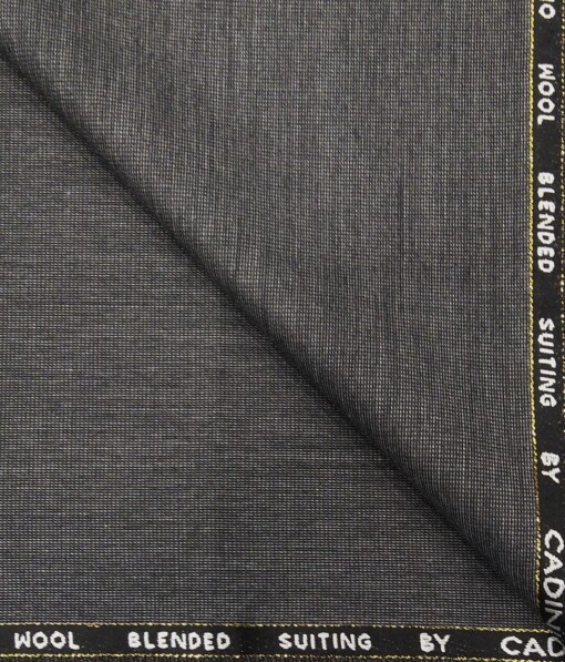 Cadini Italy by Siyaram's Medium Grey Self Structured Super 90's 20% Merino Wool  Unstitched Trouser Fabric (1.25 Mtr)