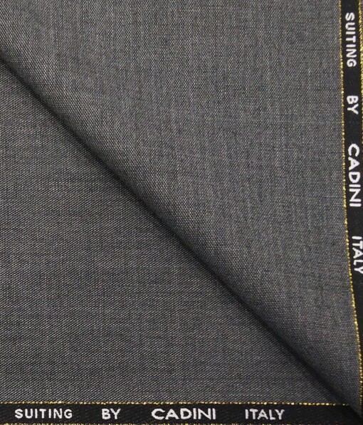 Cadini Italy by Siyaram's Medium Worsted Grey Self Design Super 90's 20% Merino Wool  Unstitched Trouser Fabric (1.25 Mtr)