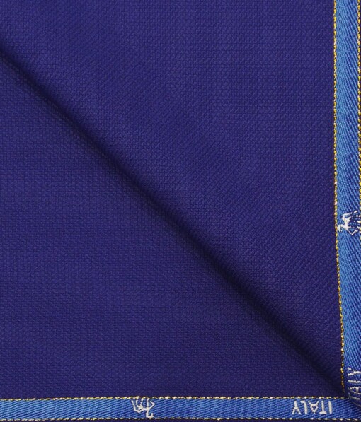 Cadini Italy by Siyaram's Royal Blue Self Structured Super 90's 20% Merino Wool  Unstitched Trouser Fabric (1.25 Mtr)
