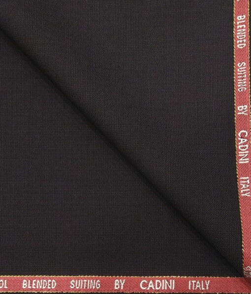 Cadini Italy by Siyaram's Wine Self Checks Super 100's 20% Merino Wool  Unstitched Trouser Fabric (1.25 Mtr)