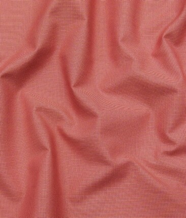 Exquisite Peach Poly Cotton Micro Checks Shirt Fabric (1.60 M)