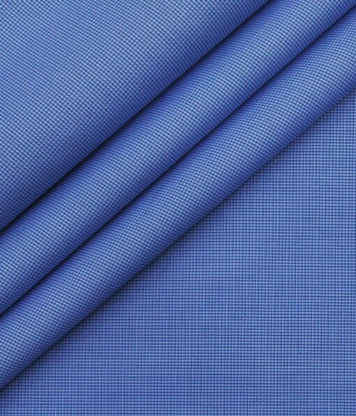 Exquisite Sky Blue Poly Cotton Micro Checks Shirt Fabric (1.60 M)