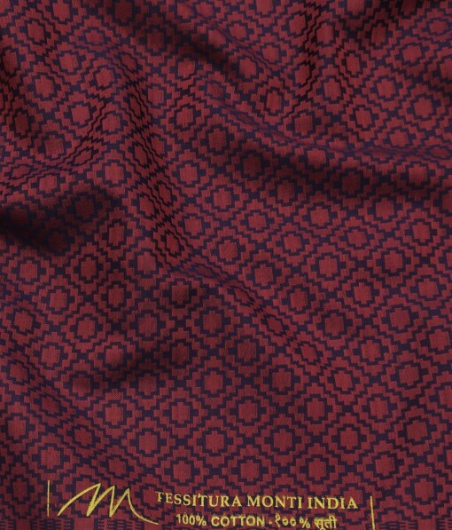 Tessitura Red & Blue 100% Cotton Jacquard Shirt Fabric (1.60 M)