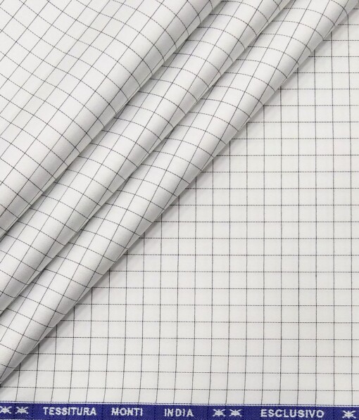 Tessitura Monti White & Black 100% Giza Cotton Checks Shirt Fabric (1.60 M)
