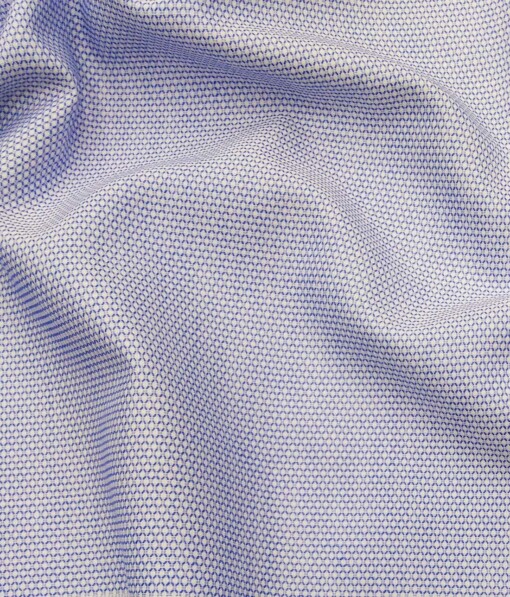 Monza White & Blue 100% Premium Cotton Structured Shirt Fabric (1.60 M)