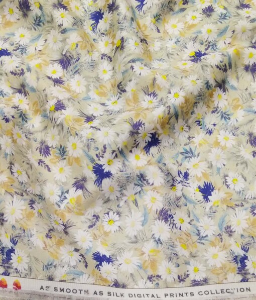Nemesis Multi Color 100% Egyptian Giza Cotton Digital Floral Print Shirt Fabric (1.60 M)
