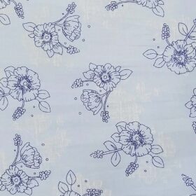 Nemesis Sky Blue 100% Egyptian Giza Cotton Floral Printed Shirt Fabric (1.60 M)
