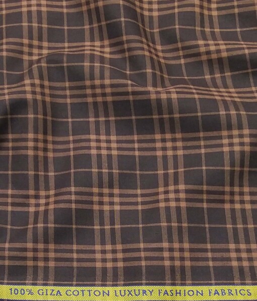 Nemesis Dark Brown 100% Egyptian Giza Cotton Burberry Check Shirt Fabric (1.60 M)