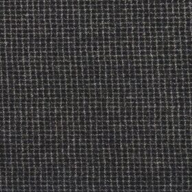 OCM Black & Grey Small Checks 100% Pure Merino Wool Thick Tweed Jacketing & Blazer Fabric (Unstitched - 2 Mtr)