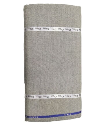 OCM Light Grey Structured 100% Pure Merino Wool Tweed Jacketing & Blazer Fabric (Unstitched - 2 Mtr)