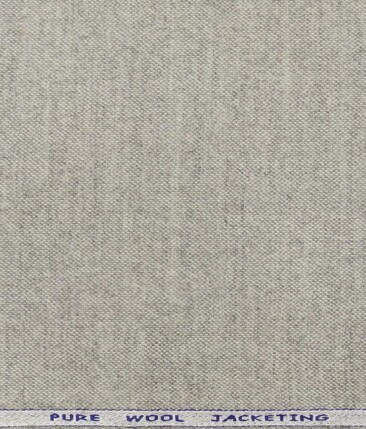OCM Light Grey Structured 100% Pure Merino Wool Tweed Jacketing & Blazer Fabric (Unstitched - 2 Mtr)