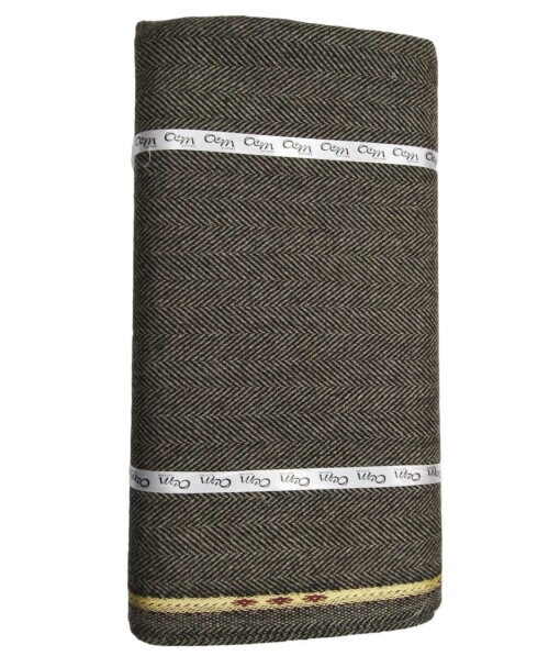 OCM Medium Brown Herringbone 100% Pure Merino Wool Very Thick Tweed Jacketing & Blazer Fabric (Unstitched - 2 Mtr)