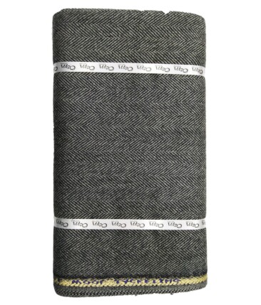 OCM Dark Grey Herringbone 100% Pure Merino Wool Very Thick Tweed Jacketing & Blazer Fabric (Unstitched - 2 Mtr)