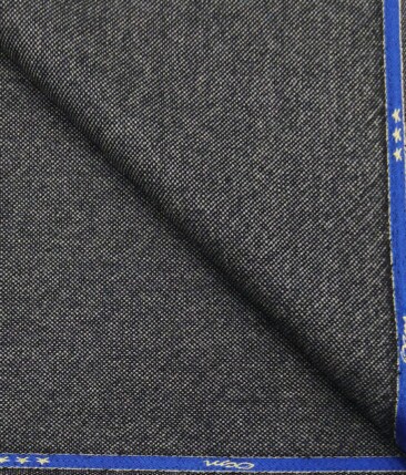 OCM Dark Grey Structured 100% Pure Merino Wool Tweed Jacketing & Blazer Fabric (Unstitched - 2 Mtr)