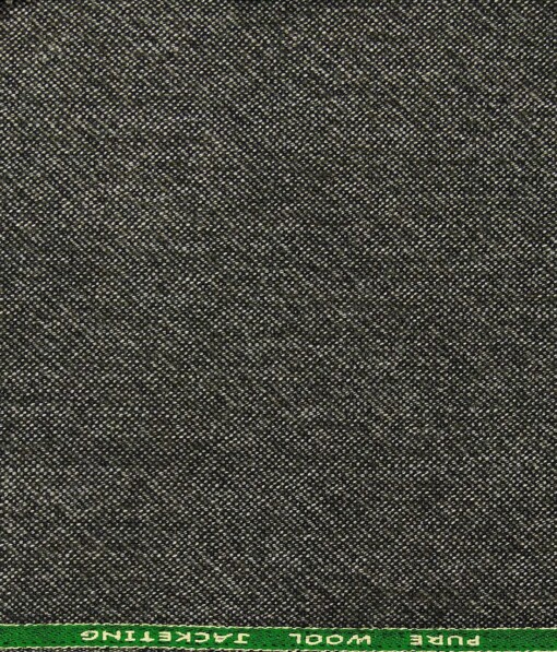 OCM Greenish Grey Self Structured 100% Pure Merino Wool Tweed Jacketing & Blazer Fabric (Unstitched - 2 Mtr)