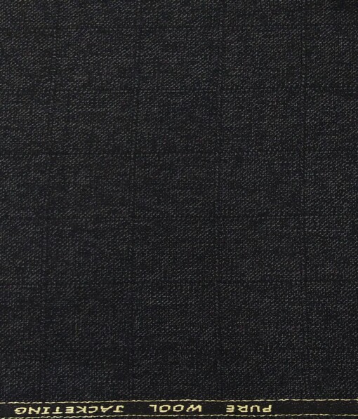 OCM Black Self Checks 100% Pure Merino Wool Thick Tweed Jacketing & Blazer Fabric (Unstitched - 2 Mtr)