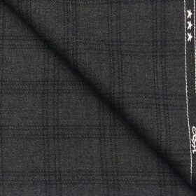 OCM Dark Grey & Black Checks 100% Pure Merino Wool Thick Tweed Jacketing & Blazer Fabric (Unstitched - 2 Mtr)