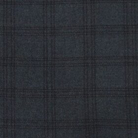 OCM Dark Seagreen & Black Checks 100% Pure Merino Wool Thick Tweed Jacketing & Blazer Fabric (Unstitched - 2 Mtr)