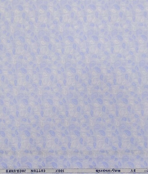 Raymond Light Blue 100% Cotton Floral Leaf Jacquard Shirt Fabric (1.60 M)