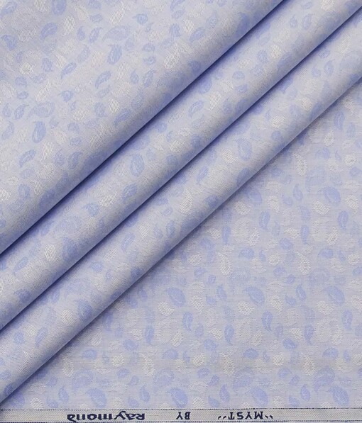 Raymond Light Blue 100% Cotton Floral Leaf Jacquard Shirt Fabric (1.60 M)