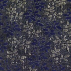 Raymond Dark Grey 100% Cotton Blue Floral Jacquard Shirt Fabric (1.60 M)