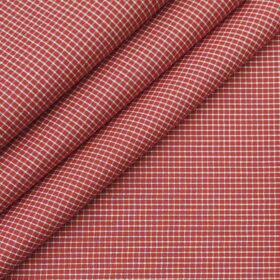 Raymond Red & White 100% Premium Cotton Checks Shirt Fabric (1.60 M)