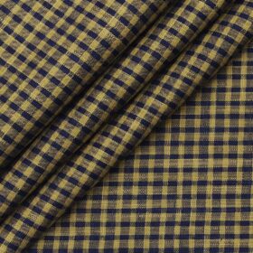Raymond Brown & Blue 100% Giza Cotton Khadi Look Checks Shirt Fabric (1.60 M)