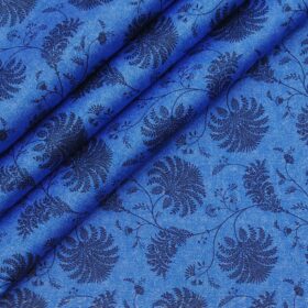 Raymond Royal Blue 100% Giza Cotton Floral Print Shirt Fabric (1.60 M)