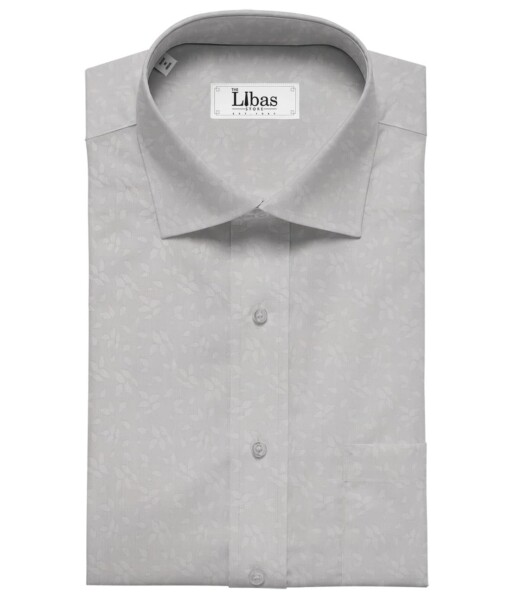 Raymond Light Grey 100% Cotton Floral Jacquard Shirt Fabric (1.60 M)