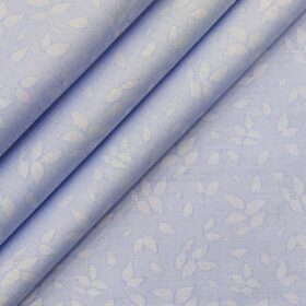 Raymond Light Blue 100% Cotton Floral Jacquard Shirt Fabric (1.60 M)