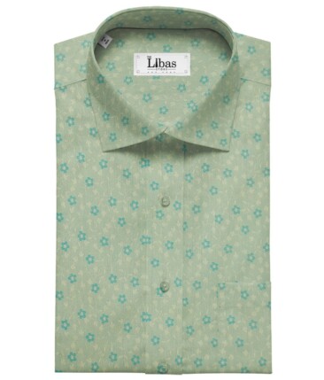 Raymond Light Green 100% Cotton Floral Jacquard Shirt Fabric (1.60 M)