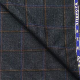 Raymond Dark Blueish Grey Checks New Merino Wool Blended Thick Tweed Jacketing & Blazer Fabric (Unstitched - 2.20 Mtr)