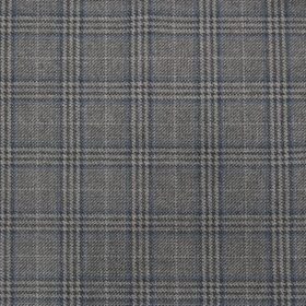 Raymond Grey & Blue Checks New Merino Wool Blended Thick Tweed Jacketing & Blazer Fabric (Unstitched - 2.20 Mtr)