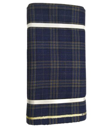 Raymond Purplish Blue Checks 100% Pure Wool Thick Tweed Jacketing & Blazer Fabric (Unstitched - 2.20 Mtr)