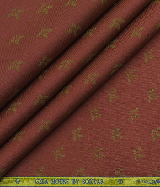 Giza House by Soktas Brick Red 100% Egyptian Giza Cotton Brown Dobby Shirt Fabric (1.60 M)