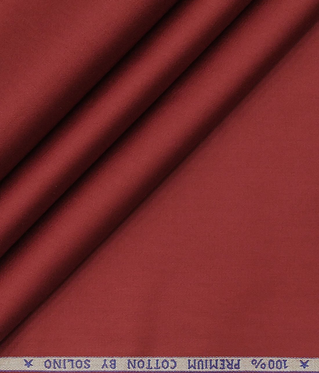 Solino 100% Premium Cotton Maroon Red Solid Satin Shirt Fabric (1.60 M)