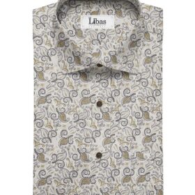 True Value White 100% Premium Cotton Brown Floral Print Shirt Fabric (1.60 M)