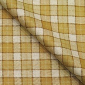 Absoluto Mustard Yellow & Beige Checks Unstitched Thick Terry Rayon Blazer Fabric