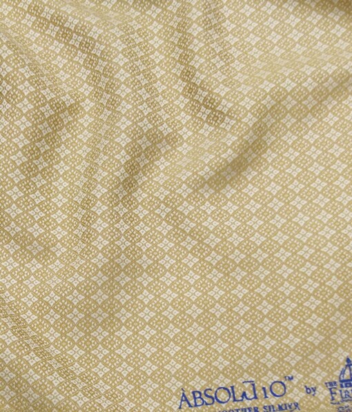 Absoluto Creamish & Beige Jacquard Unstitched Terry Rayon Bandhgala or Blazer Fabric