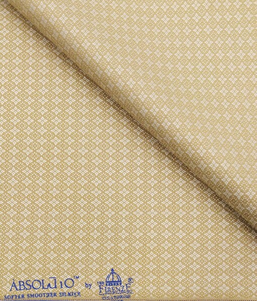 Absoluto Creamish & Beige Jacquard Unstitched Terry Rayon Bandhgala or Blazer Fabric
