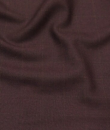 Absoluto Mahogany Red Self Checks Unstitched Terry Rayon Suiting Fabric