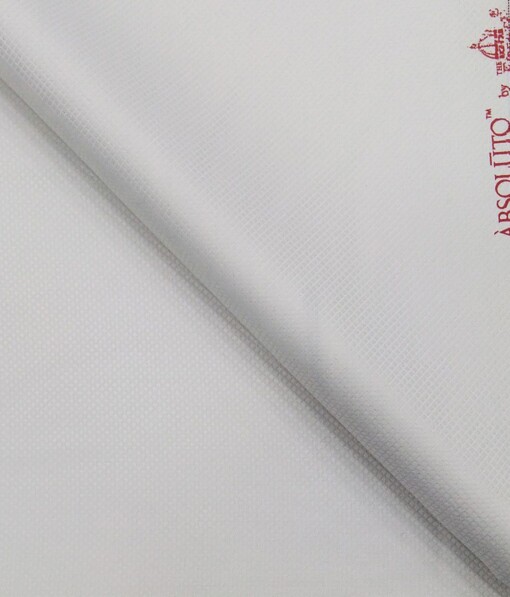 Absoluto Pure White Structured Unstitched Terry Rayon Suiting Fabric